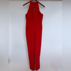 Adelyn Rae Scalloped Red Jumpsuit